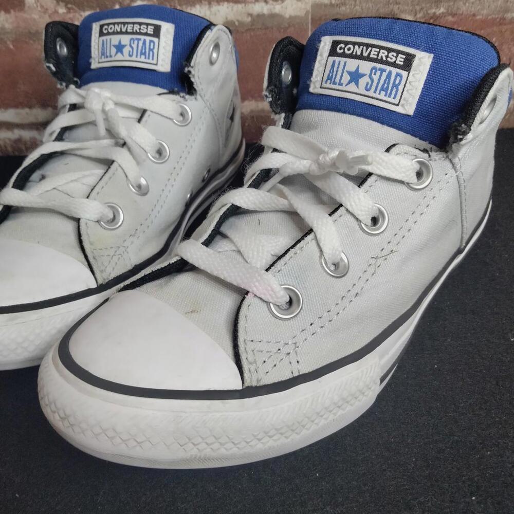 Converse Chuck Taylor Shoes Boys Size 3 Grey Blue Classic Mid Top Sneakers - Picture 7 of 8